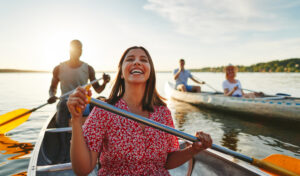 Woman in row boat